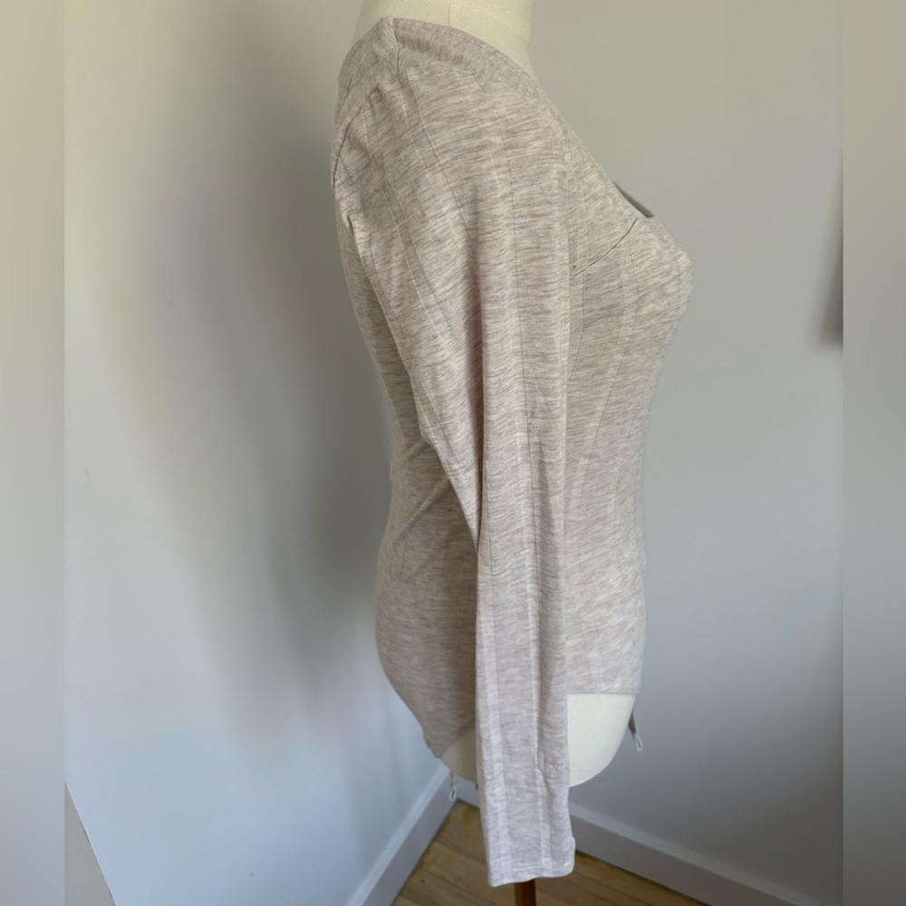 Tan Ribbed Fitted Bodysuit - Picture 2 of 4
